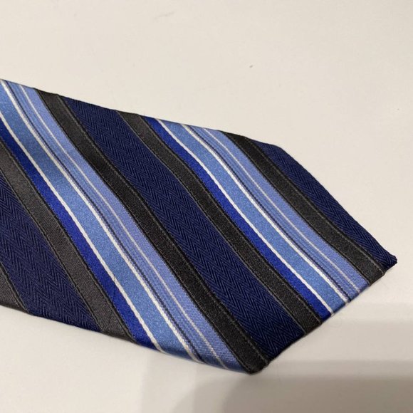 NWT Tasso Elba Stripped Blue Tie - Picture 1 of 5